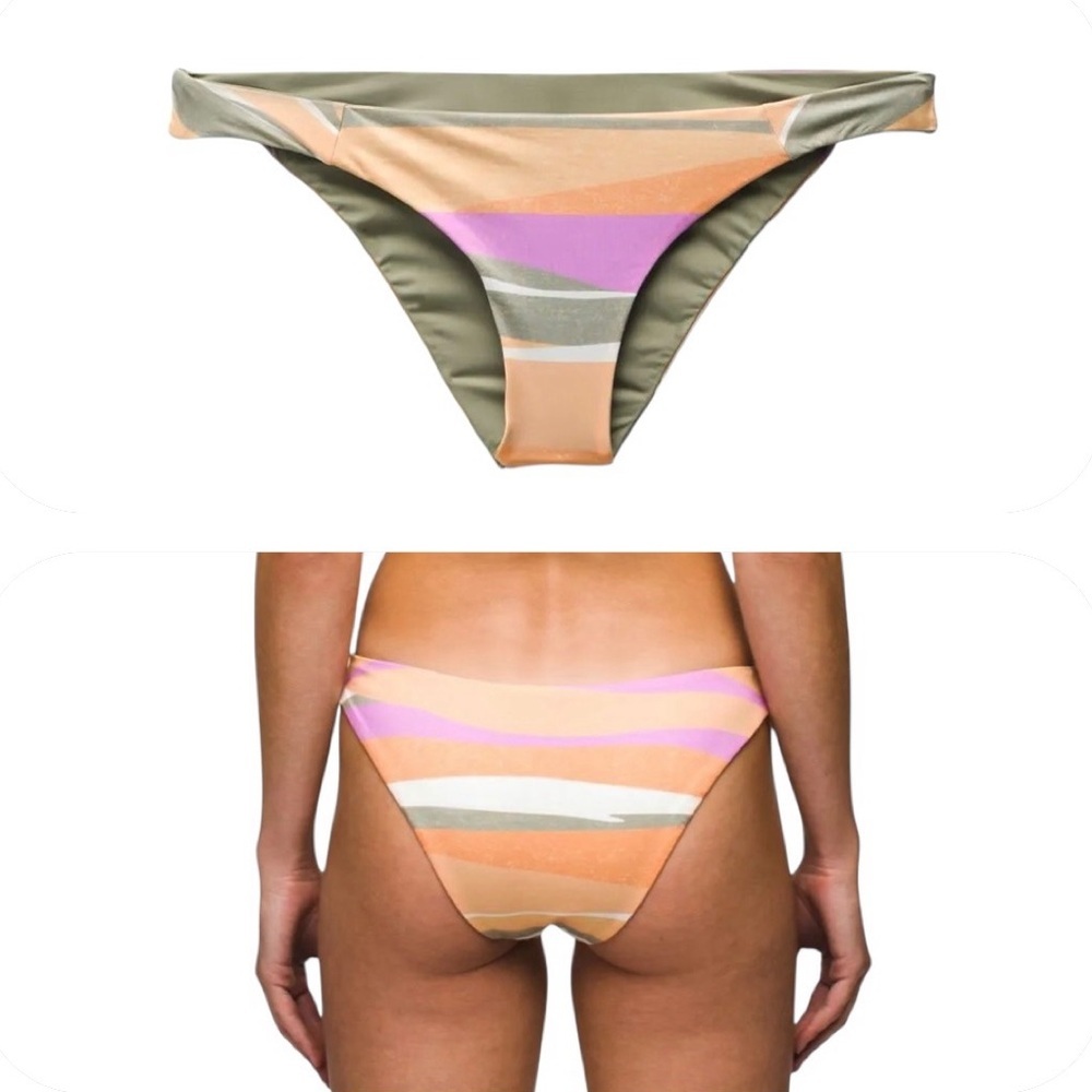 NWT prAna Elina Reversible Bikini Bottom Pink Green Large